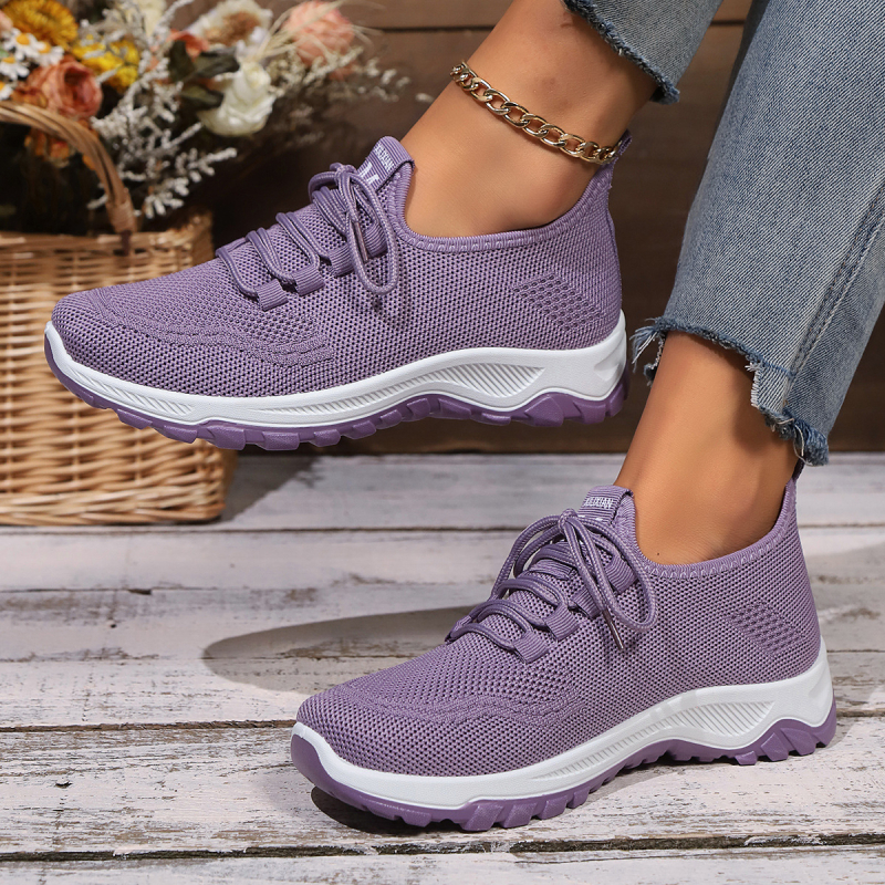 Proljetne i jesenske prekogranične vanjske trgovine, plus veličine, ležerne leteće tkanje, lagane i udobne ravne ležerne sportske cipele za žene, veleprodaja