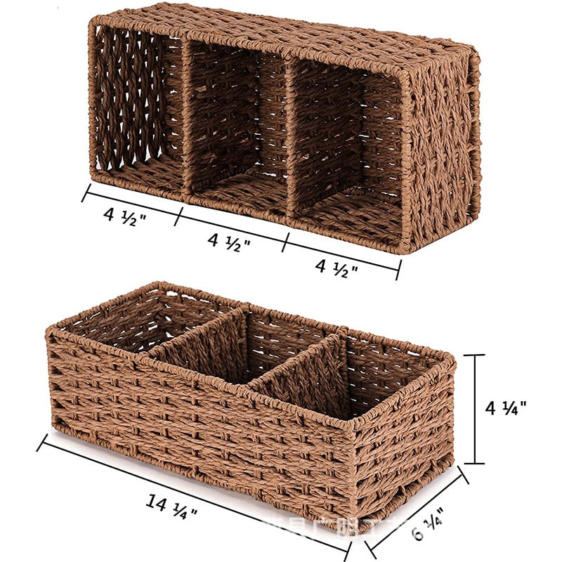 Pintas laikymo krepšelis, laikymo dėžutė raktams, užkandžių laikymo dėžutė, seklus padėklas, kosmetinis popierius, virvės laikymo krepšelis su trimis skyriais
