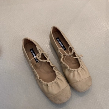 Vintage παπούτσια Mary Jane 2025 Άνοιξη Mori Γυναικεία καλλιτεχνικά εξατομικευμένα πλισέ παπούτσια μπαλέτου με στρογγυλή μύτη και ρηχό στόμα σε ασορτί χρώμα