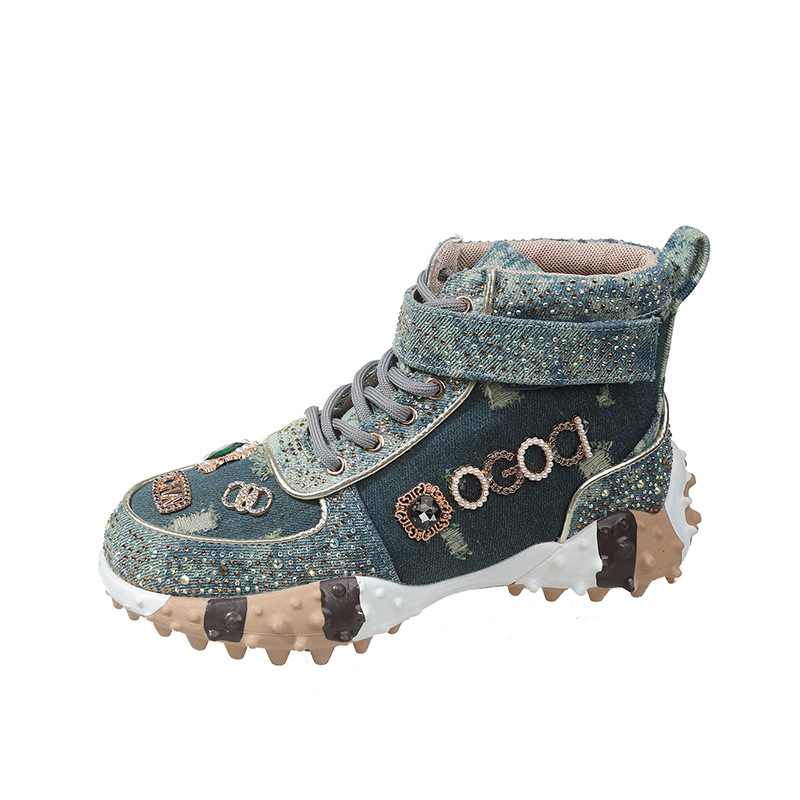 Európai állomás 2023 Tavasz és Ősz új népszerű durian strassz strassz apuka cipő női divatos gyémántokkal kirakott platform cipők