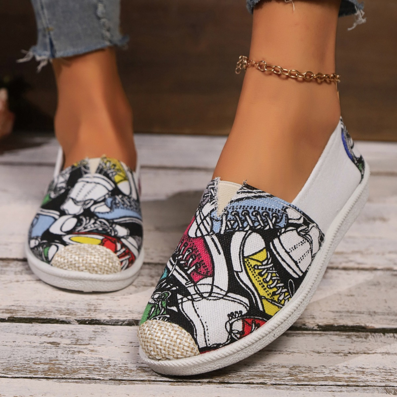 【Menshi】 Moteriški užmaunami drobiniai bateliai su gėlių raštu ir minkštu padu, skirti 2024 metams, kvėpuojantys ir lengvi vairavimui