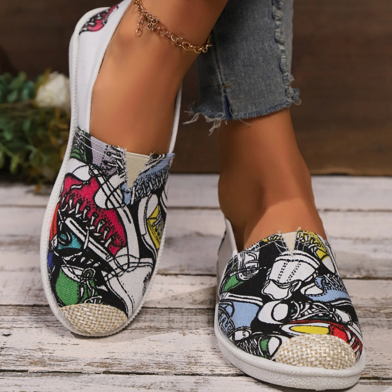 【Menshi】 Moteriški užmaunami drobiniai bateliai su gėlių raštu ir minkštu padu, skirti 2024 metams, kvėpuojantys ir lengvi vairavimui