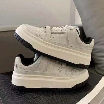 Γυναικεία δερμάτινα λευκά παπούτσια Niche Crack 2024, άνοιξη, νέα, casual, αθλητικά, παντοτινά, κολεγιακά παπούτσια με χοντρή σόλα