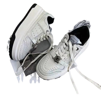 Γυναικεία δερμάτινα λευκά παπούτσια Niche Crack 2024, άνοιξη, νέα, casual, αθλητικά, παντοτινά, κολεγιακά παπούτσια με χοντρή σόλα