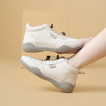 2025 tavaszi új koreai stílusú sokoldalú hétköznapi női cipők, divatos, vastag talpú, diáklány magas szárú fehér cipők, B51-1