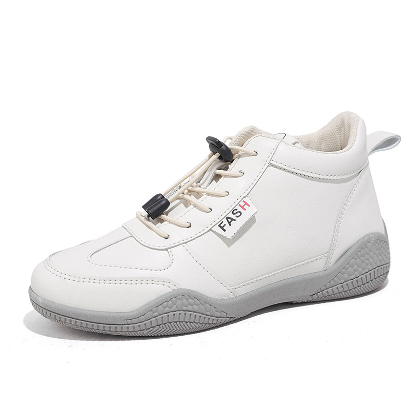 2025 tavaszi új koreai stílusú sokoldalú hétköznapi női cipők, divatos, vastag talpú, diáklány magas szárú fehér cipők, B51-1