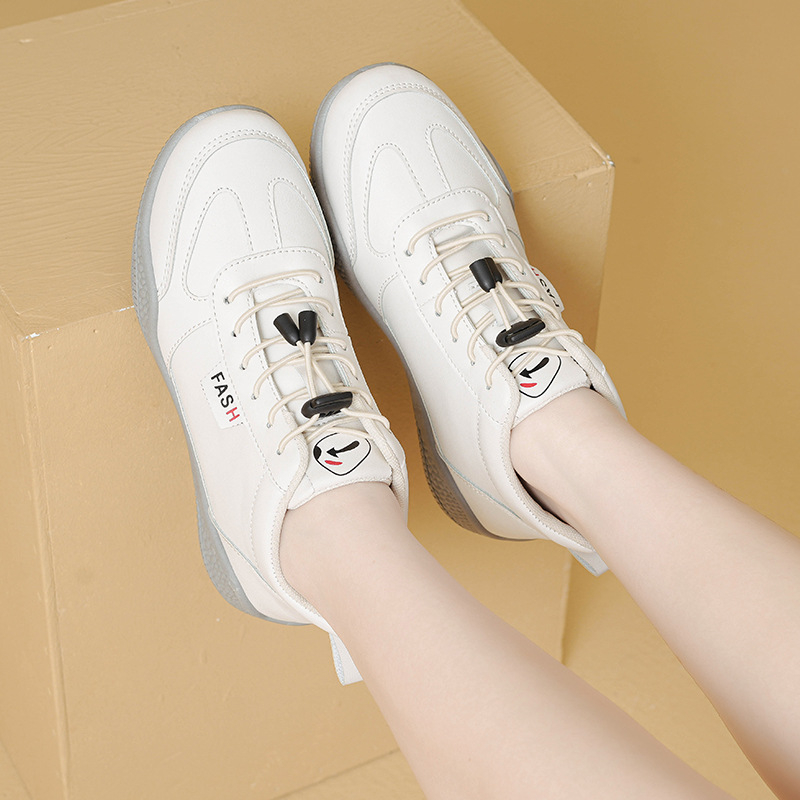 2025 tavaszi új koreai stílusú sokoldalú hétköznapi női cipők, divatos, vastag talpú, diáklány magas szárú fehér cipők, B51-1