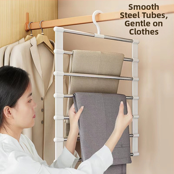 Daugiasluoksnė daugiafunkcinė kelnių lentyna namams, neslystanti besiūlė kelnių pakaba, specialus sulankstomas daiktų laikymo organizatorius