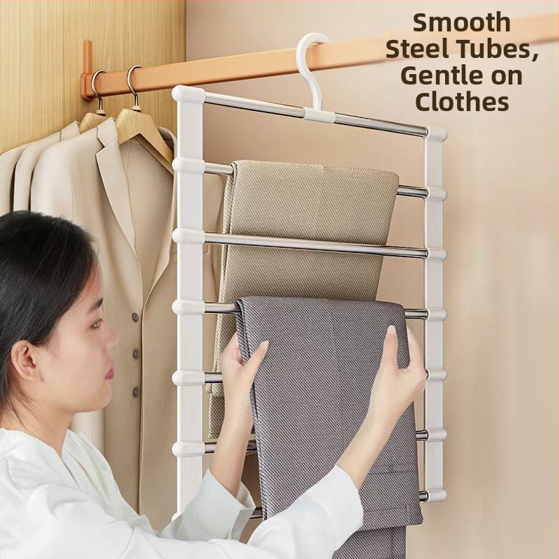 Многослойна многофункционална закачалка за панталони за домакинство, неплъзгаща се безшевна закачалка за панталони, специален сгъваем органайзер за съхранение