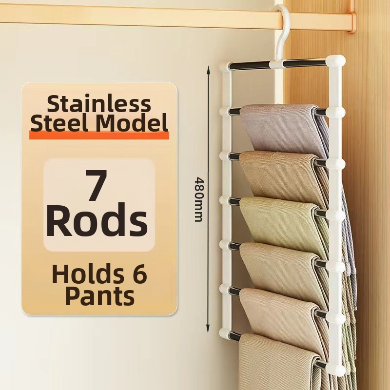 Daugiasluoksnė daugiafunkcinė kelnių lentyna namams, neslystanti besiūlė kelnių pakaba, specialus sulankstomas daiktų laikymo organizatorius
