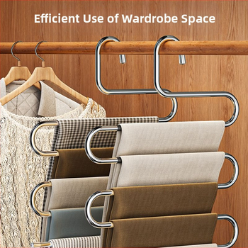 Roostevabast terasest maagiline multifunktsionaalne riidepuu koduseks kasutamiseks, püksiklamber, püksiriiul, püksiriidepuu, jäljetu riidekapi hoiustamise artefakt, mitmekihiline