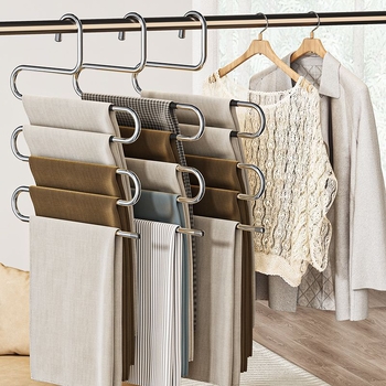 Roostevabast terasest maagiline multifunktsionaalne riidepuu koduseks kasutamiseks, püksiklamber, püksiriiul, püksiriidepuu, jäljetu riidekapi hoiustamise artefakt, mitmekihiline