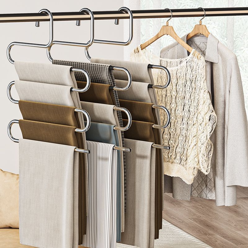 Roostevabast terasest maagiline multifunktsionaalne riidepuu koduseks kasutamiseks, püksiklamber, püksiriiul, püksiriidepuu, jäljetu riidekapi hoiustamise artefakt, mitmekihiline