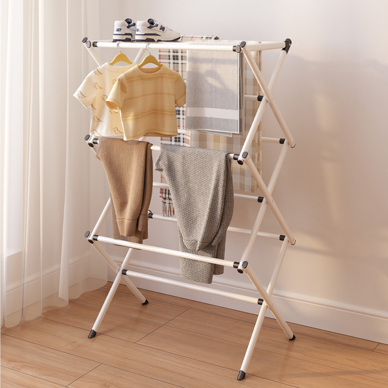 Erkélyes paplanszárító állvány Összecsukható, visszahúzható beltéri állvány Ruhaszárító állvány Padlón álló, összecsukható háztartási törölközőtartó