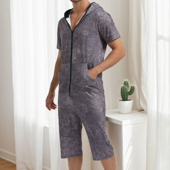 Väliskaubanduse kevad- ja suvekollektsiooni uus meeste trendikas lipsuvärvi kapuutsiga kombinesoon, õhuke kardigan, lukuga kapuutsiga lühikeste varrukatega dressipluus