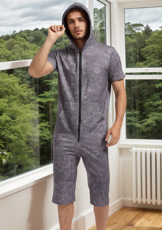 Väliskaubanduse kevad- ja suvekollektsiooni uus meeste trendikas lipsuvärvi kapuutsiga kombinesoon, õhuke kardigan, lukuga kapuutsiga lühikeste varrukatega dressipluus