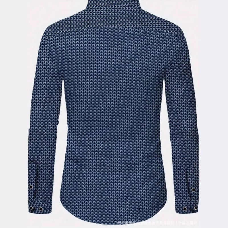 Gear kék mintás ing határokon átnyúló új termék kubai gallérral alkalmi rövid ujjú hajtókás külkereskedelmi ins stílusú férfi 2025