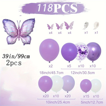 [δωρεάν αποστολή] [συλλογή 16000] Νέο μπαλόνι πεταλούδα ροζ 2024 για πάρτι γενεθλίων μωβ