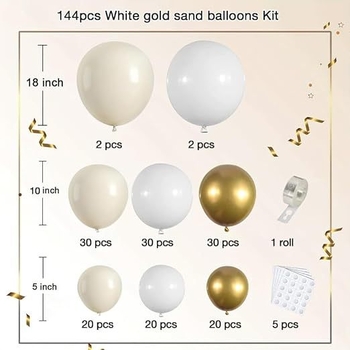 Ristäärisega uus liivakarva valgest kullast õhupallikaare komplekt boheemlaslikus stiilis pulmadeks, beebi sünnipäevaks, hulgimüük