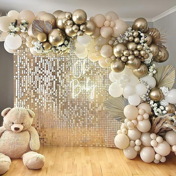 Ristäärisega uus liivakarva valgest kullast õhupallikaare komplekt boheemlaslikus stiilis pulmadeks, beebi sünnipäevaks, hulgimüük