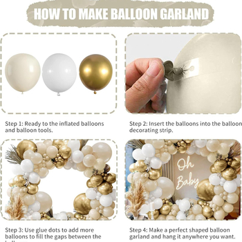 Ristäärisega uus liivakarva valgest kullast õhupallikaare komplekt boheemlaslikus stiilis pulmadeks, beebi sünnipäevaks, hulgimüük