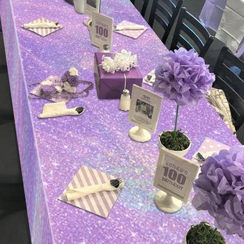 Νέο τραπεζομάντιλο μιας χρήσης από παχύ πλαστικό διασυνοριακό έγχρωμο λέιζερ πάρτι αλουμινίου με μεμβράνη ουράνιου τόξου για πίτα γενεθλίων, ανθεκτικό στο λάδι, χωρίς πλύσιμο