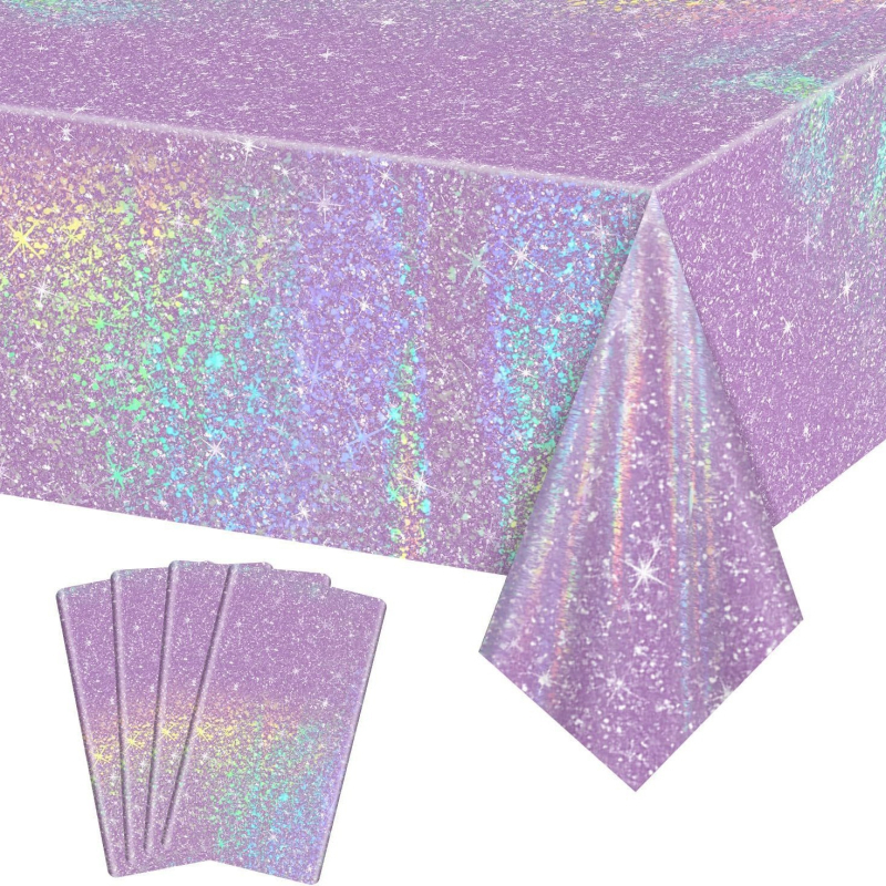 Novi jednokratni stolnjak za stol, zadebljana plastika, prekogranična, u boji, laserska zabava, aluminijska folija, dugina, rođendanska pita, otporna na ulje, ne pere se