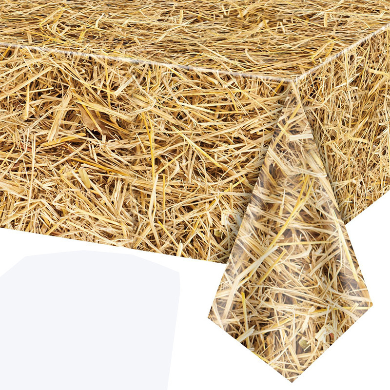 Határokon átnyúló Amazon mezőgazdasági széna terítő nyugati témájú szalma dekoráció születésnapi parti kellékek eldobható PE asztal