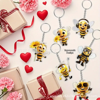 Χαριτωμένο μικρό ακρυλικό μπρελόκ με μέλισσα σε σχήμα καρτούν, νέο σακίδιο πλάτης, μενταγιόν, κρεμαστό κόσμημα, μενταγιόν ...