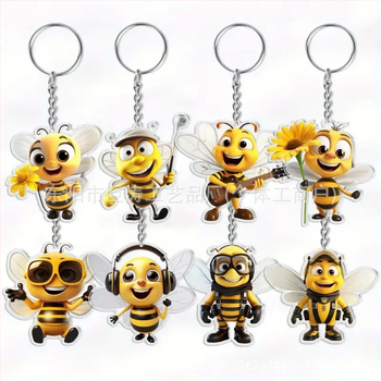 Χαριτωμένο μικρό ακρυλικό μπρελόκ με μέλισσα σε σχήμα καρτούν, νέο σακίδιο πλάτης, μενταγιόν, κρεμαστό κόσμημα, μενταγιόν ...