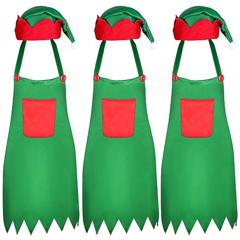 Sarkans priekšauts Ziemassvētku elfa priekšauts Ziemassvētku rotājumu virtuves priekšauts Ziemassvētku neausta priekšauta kostīms