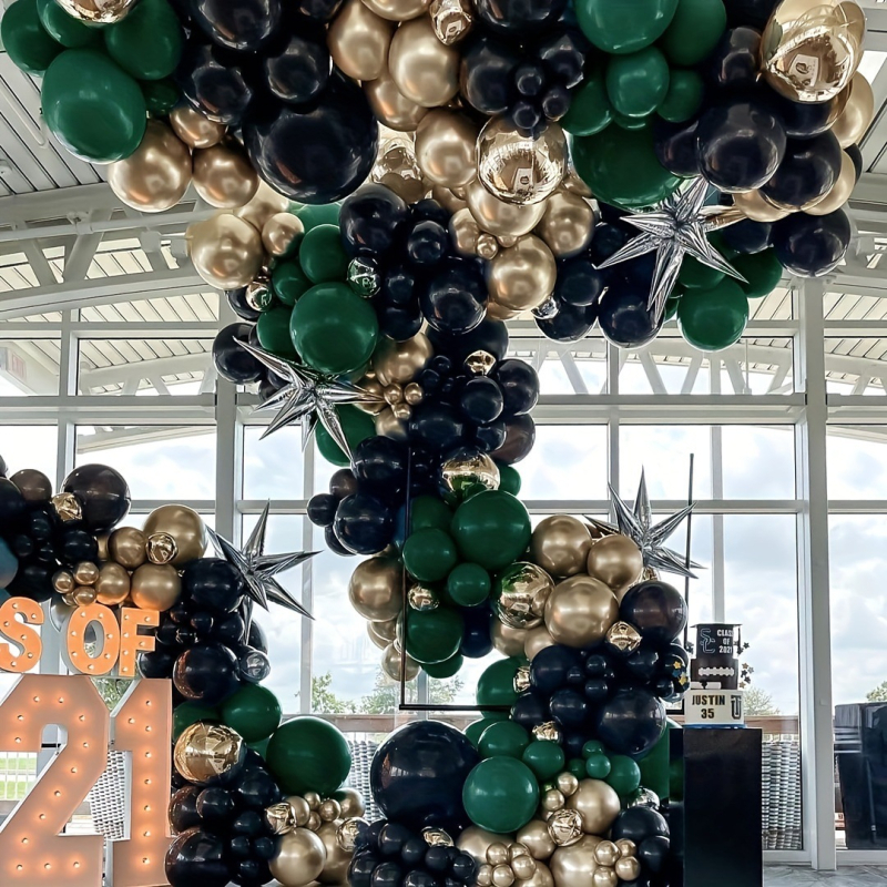 2025 Nou set de ghirlande cu baloane negre, verzi și aurii, pentru dropshipping transfrontalier, verde închis, pentru dropshipping transfrontalier