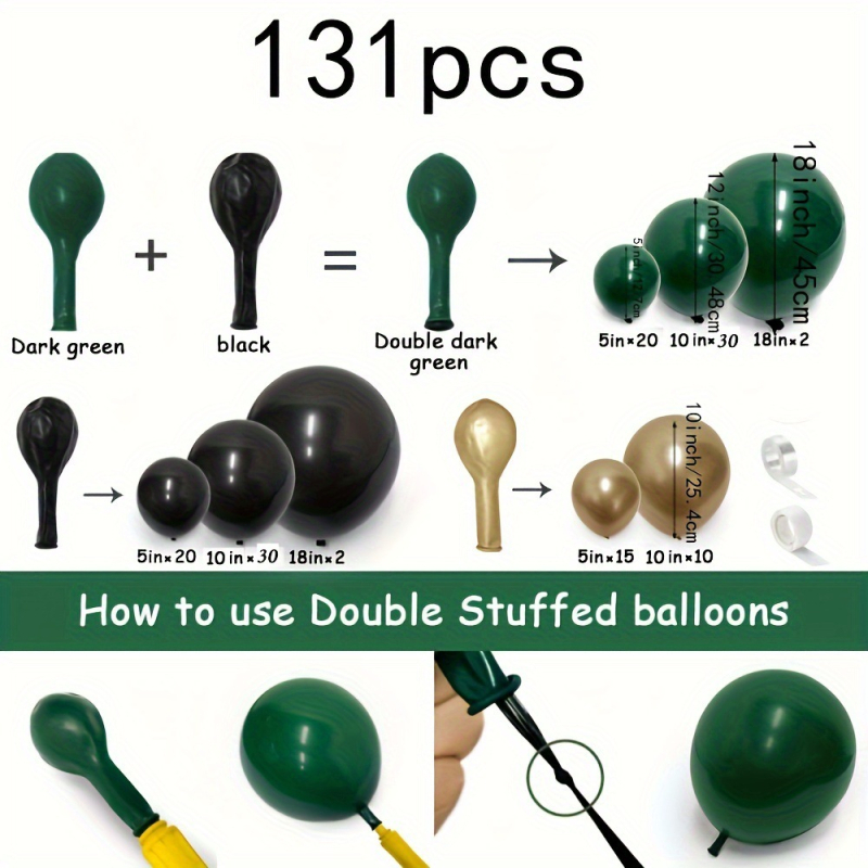 2025 Nou set de ghirlande cu baloane negre, verzi și aurii, pentru dropshipping transfrontalier, verde închis, pentru dropshipping transfrontalier