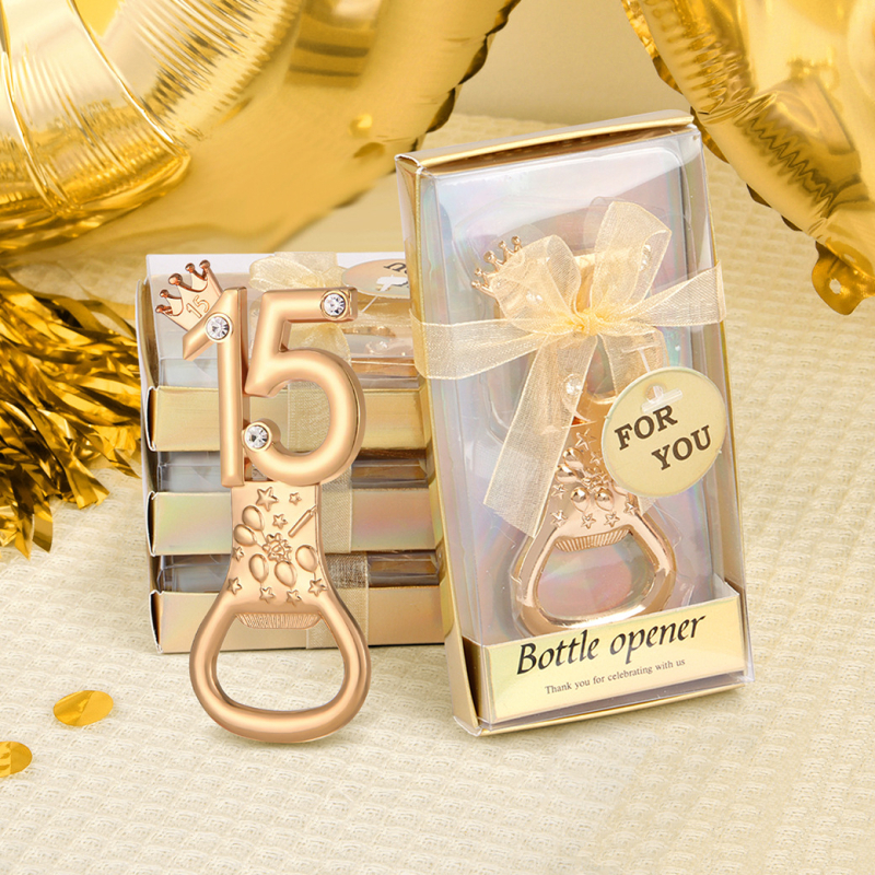 Népszerű külkereskedelmi születésnapi ajándék felnőtt parti ajándék arany 15-ös számú üvegnyitó rendezvény ajándék