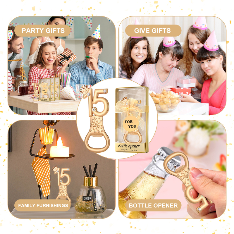 Népszerű külkereskedelmi születésnapi ajándék felnőtt parti ajándék arany 15-ös számú üvegnyitó rendezvény ajándék
