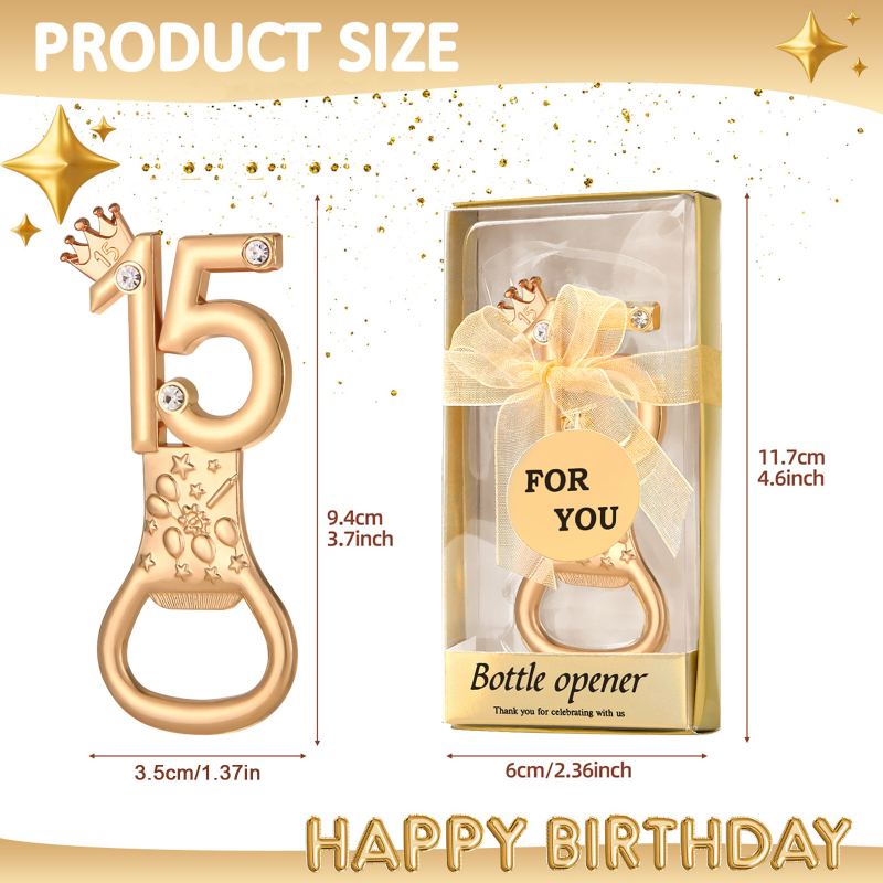 Népszerű külkereskedelmi születésnapi ajándék felnőtt parti ajándék arany 15-ös számú üvegnyitó rendezvény ajándék