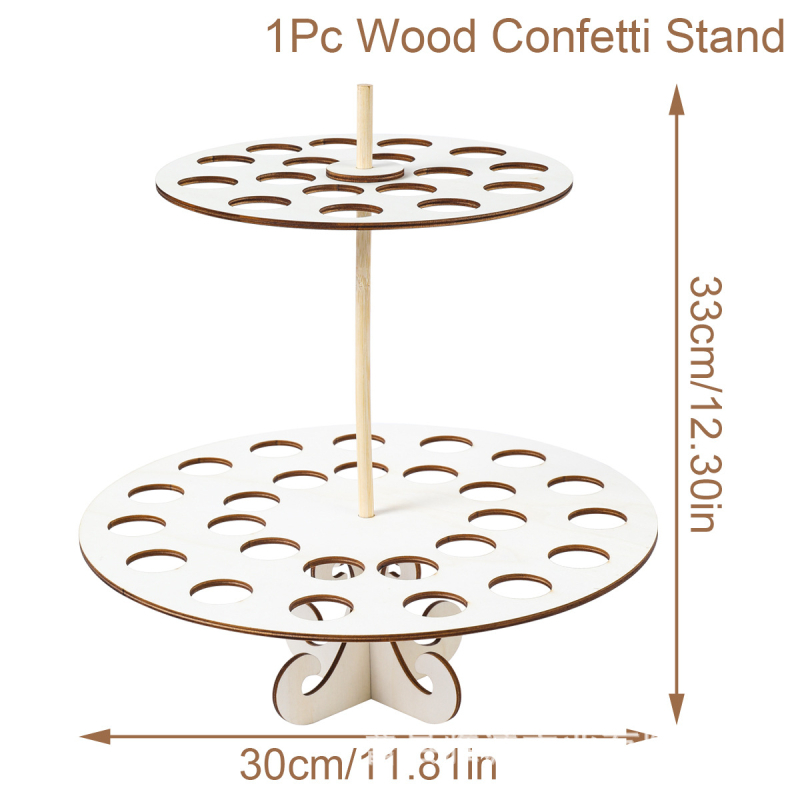Kūrybingas medinis dvisluoksnis kūgio formos laikymo stovas kiaušinių ritinėlių torto vamzdelio ekspozicijos stovas vestuvių žiedlapių konfeti vamzdelio laikiklis