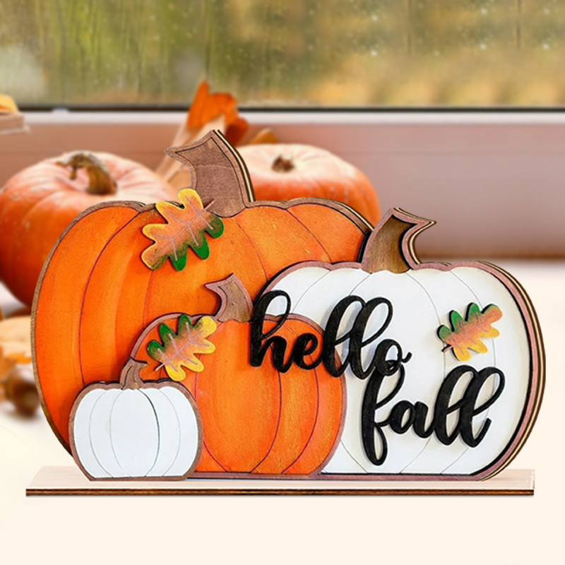 Határokon átnyúló Temu új otthondekoráció Szia őszi tök fa tábla kreatív dekoratív díszek