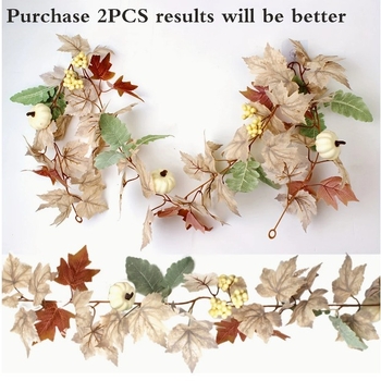 Temu Hot Sale Amazon határokon átnyúló fehér sütőtök őszi dekoratív rattan elrendezés Hálaadás juharlevelű rattan