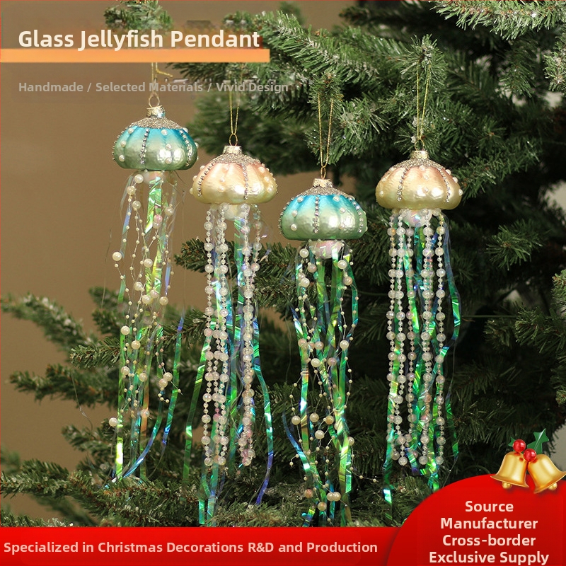 Piiriülene klaasist ripats, uus peo-, ookeani- ja rippuvad kaunistused, jõulumeisterdused, meduusikaunistused