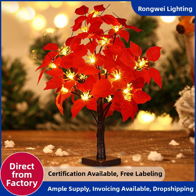 Pavasario festivalio Naujųjų metų atmosfera Beržo eglutės dekoratyvinės lemputės LED spalvotos lemputės Medis Puansetija Kalėdų eglutės lemputės Atmosferos lemputės Šviesos juostelė