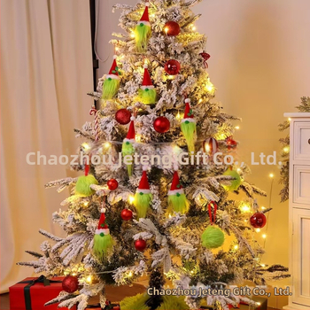 Határokon átnyúló új termék 8 db-os karácsonyi piros és zöld Grinch arctalan baba kreatív díszek karácsonyi hangulatkellékek