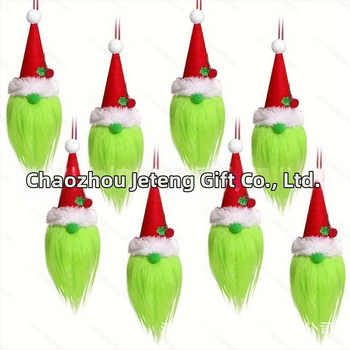 Határokon átnyúló új termék 8 db-os karácsonyi piros és zöld Grinch arctalan baba kreatív díszek karácsonyi hangulatkellékek