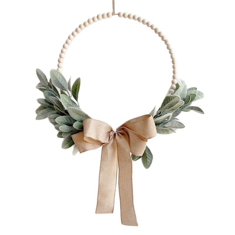 Chenlin Cross-Border Популярна изкуствена зелена растителна декорация за врата, евкалипт, дървени мъниста, стенен гирлянд, декорация за дома, сватба