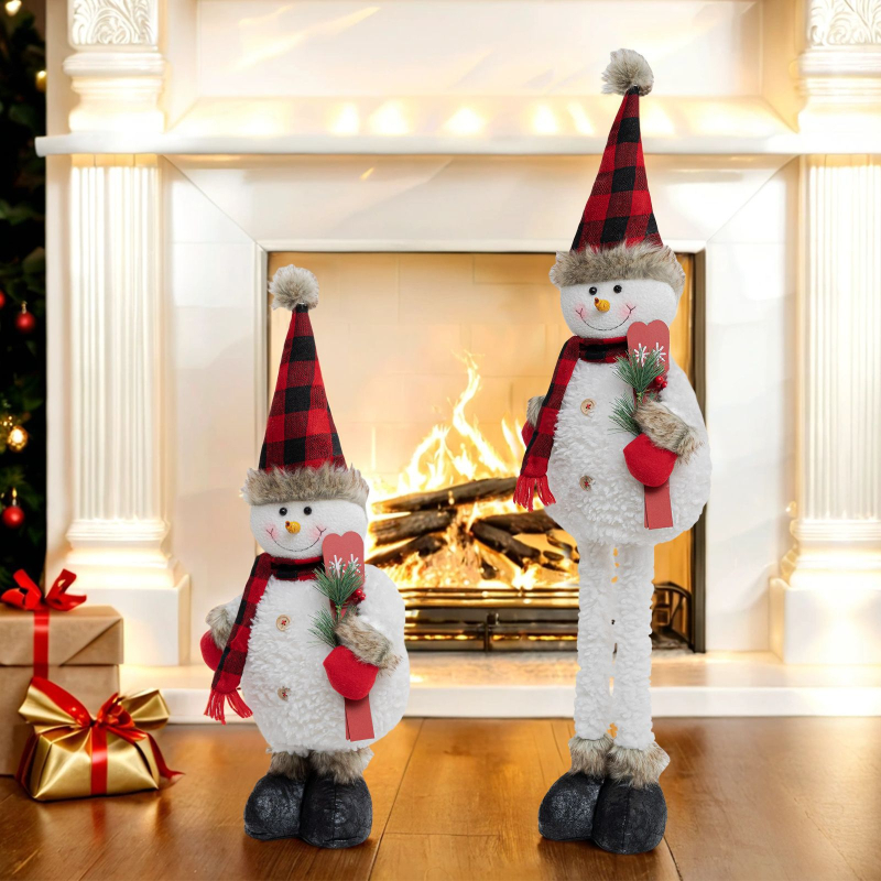 Piiriülesed uued tooted Jõulud Must ja Punane Ruudukujuline Kootud Terava Müts Lumememme Kaunistused Jõulu Lumememme Püstolevad Kaunistused