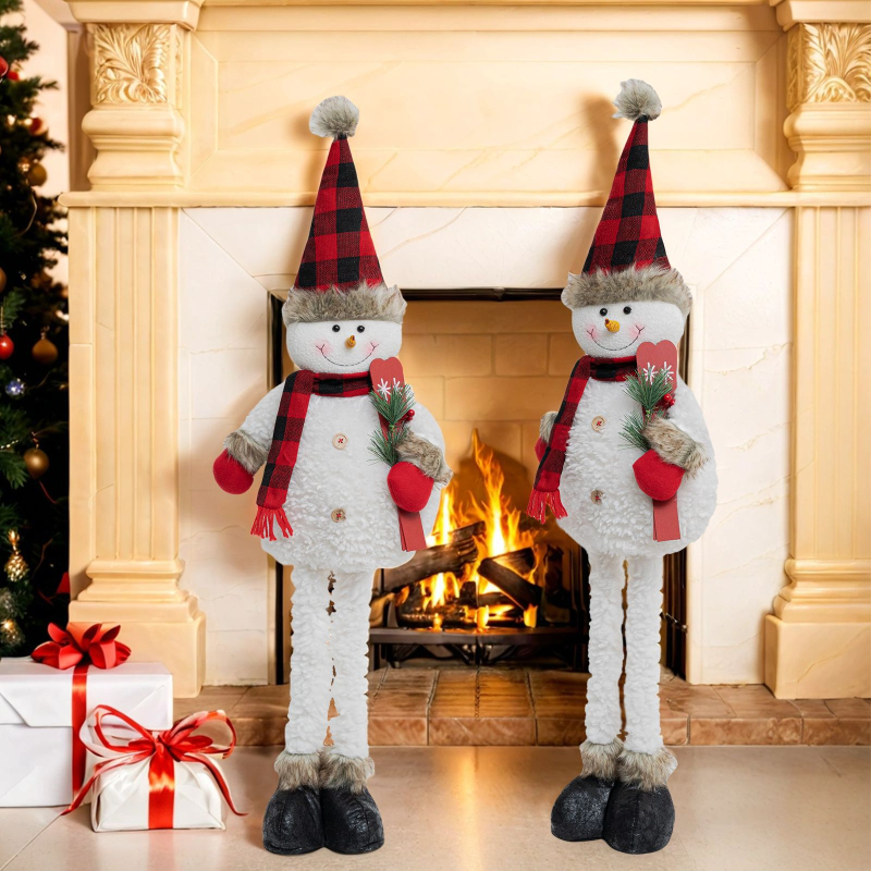 Piiriülesed uued tooted Jõulud Must ja Punane Ruudukujuline Kootud Terava Müts Lumememme Kaunistused Jõulu Lumememme Püstolevad Kaunistused