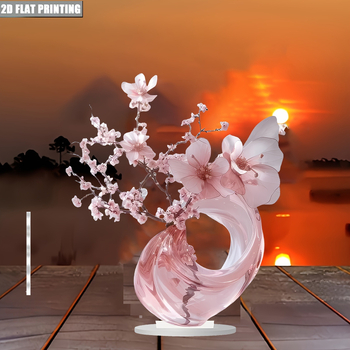 2D tasapinnaga 1-osaline elegantne roosa kirsiõie akrüülkaunistused kodu- ja kontorikaunistused kingitused sõpradele