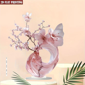 2D tasapinnaga 1-osaline elegantne roosa kirsiõie akrüülkaunistused kodu- ja kontorikaunistused kingitused sõpradele