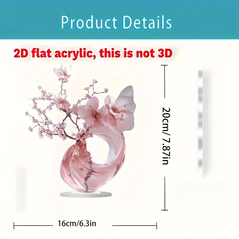 2D tasapinnaga 1-osaline elegantne roosa kirsiõie akrüülkaunistused kodu- ja kontorikaunistused kingitused sõpradele