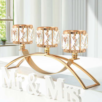 Tarpvalstybinis „Amazon Nordic“ modernus trijų galvų metalinis krištolinis žvakidė romantiška žvakių šviesa vakarienės stalo dekoracija prancūziško stiliaus namams